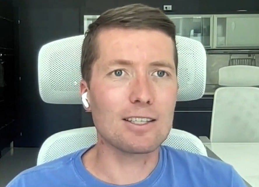 Hugging Face co-founder and CEO Clément Delangue speaking during a video interview.